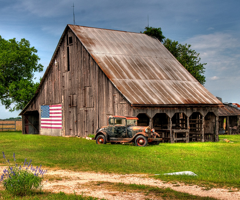 Americana Old Barn Showing Tradition and Patrotisms Making the Colation to Web Cola Media