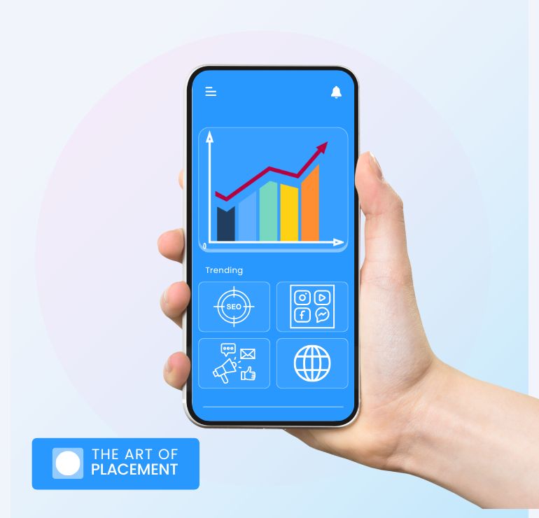 Hand Holding SmartPhone Showing SEO Web Stats